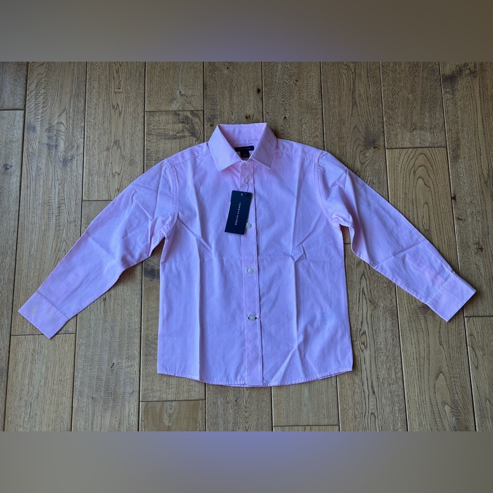 NEW Tommy Hilfiger Pink Gingham Button Down Dress Shirt size 6